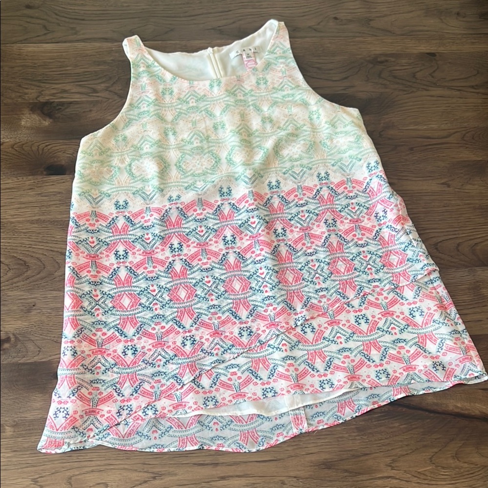 CAbi Style #250 Heart of CAbi Mosaic Print Top Blouse M Summer